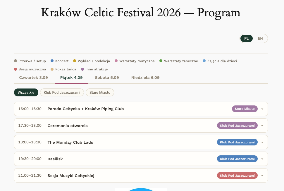 The Kraków Celtic Festival 2026 Program is now online!